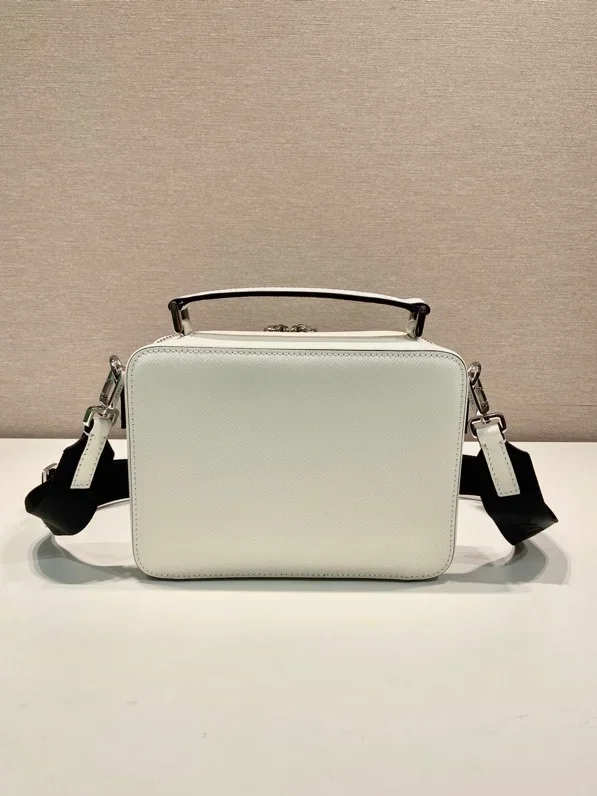 PRADA Shoulder Bags Saffiano Leather White-Black 22X16X6CM D80202609090431 - Image 5