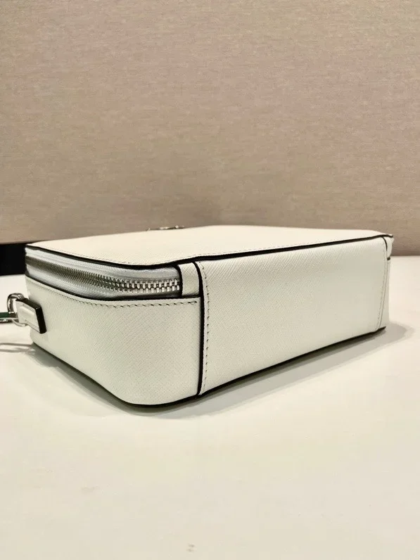 PRADA Shoulder Bags Saffiano Leather White-Black 22X16X6CM D80202609090431 - Image 6