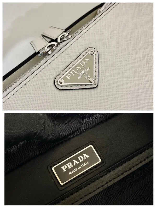 PRADA Shoulder Bags Saffiano Leather White-Black 22X16X6CM D80202609090431 - Image 9