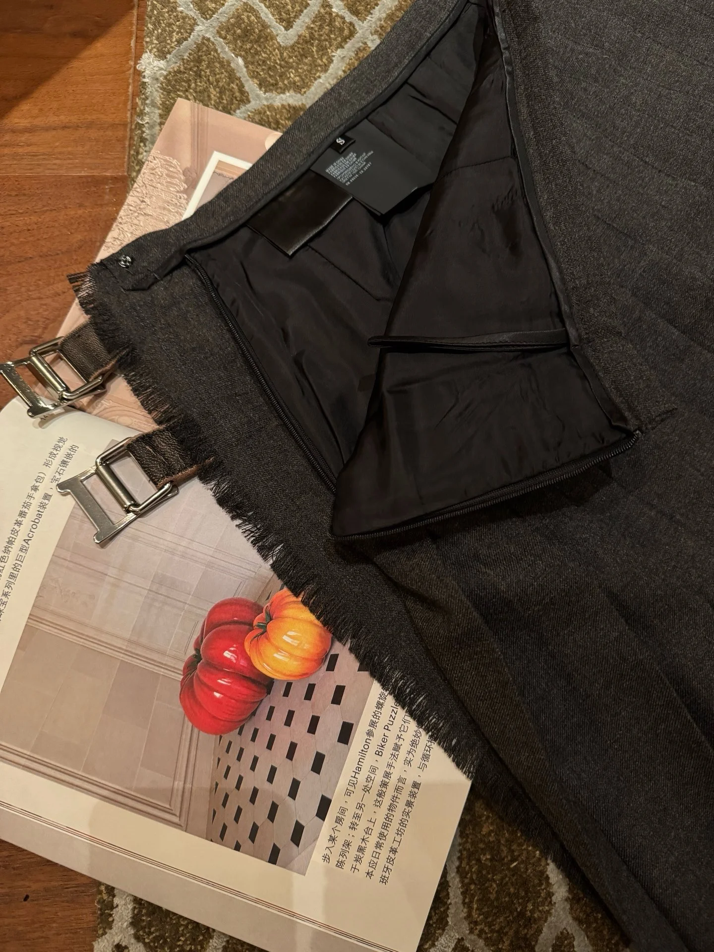 PRADA Skirts Wool Leather Gray-Brown S-L D85202609060039 - Image 8