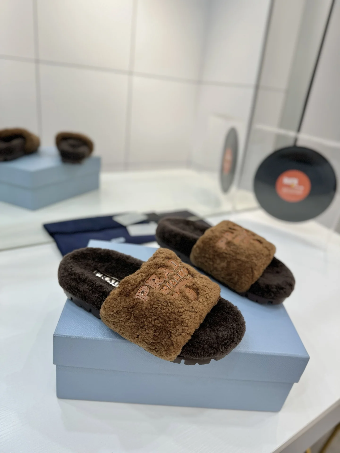 PRADA Slides Australian Wool Brown-Tan EU35-41 B50202609110623