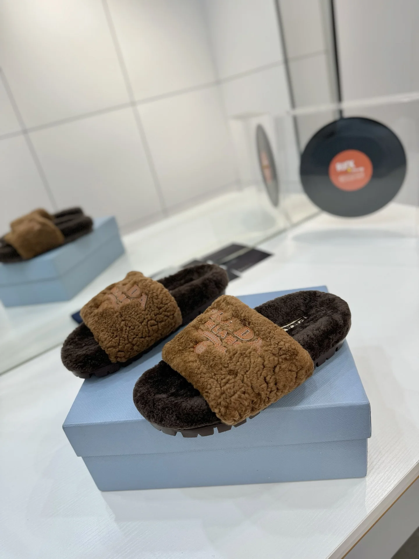 PRADA Slides Australian Wool Brown-Tan EU35-41 B50202609110623 - Image 2