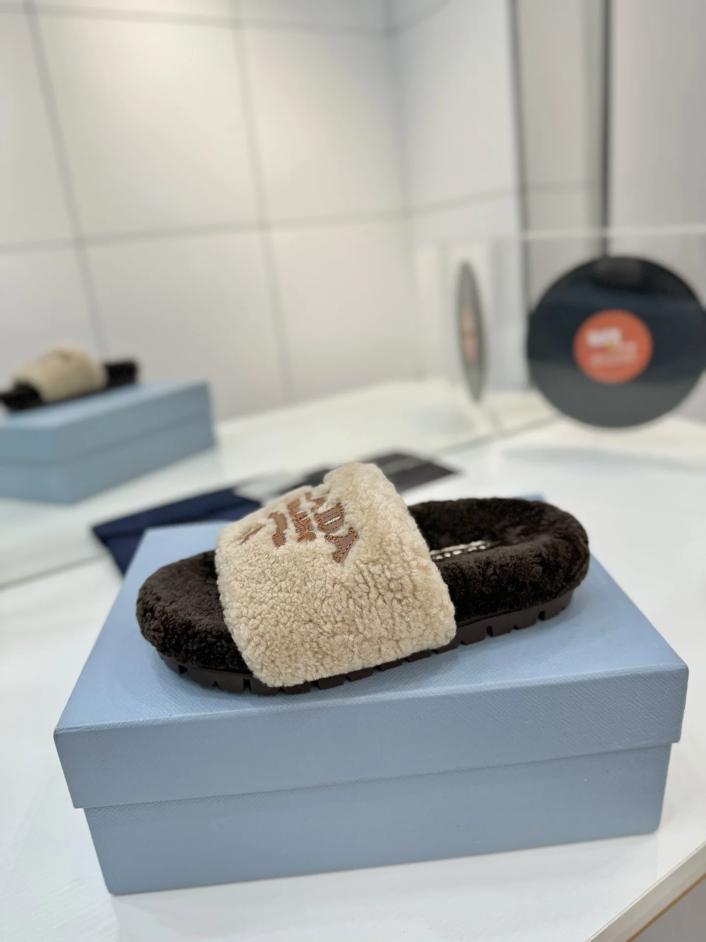 PRADA Slides Wool Brown-Cream EU35-41 B50202609110621 - Image 4