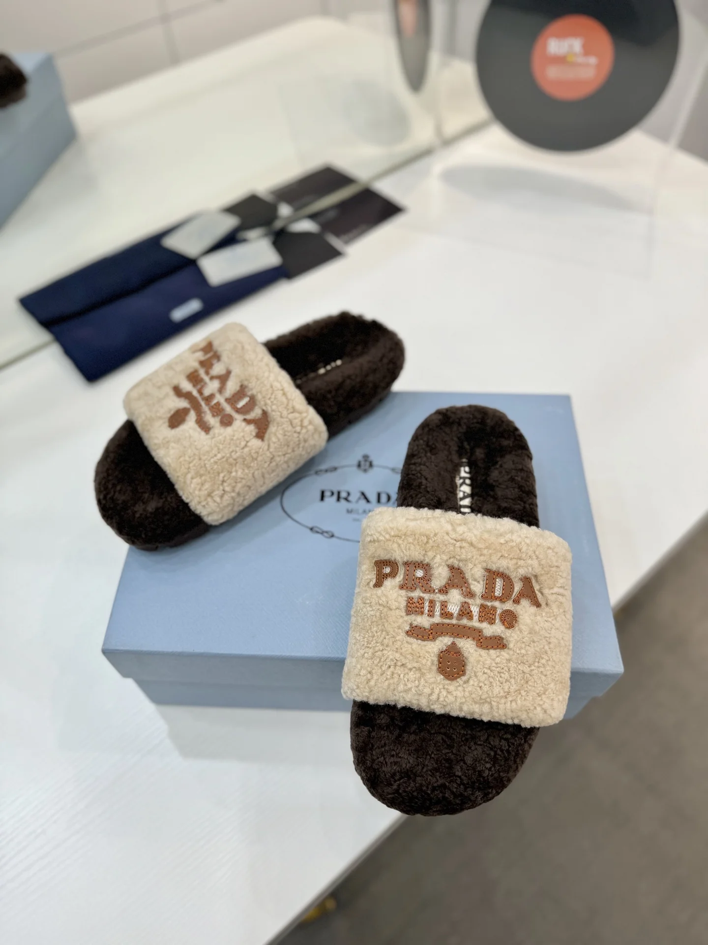 PRADA Slides Wool Brown-Cream EU35-41 B50202609110621 - Image 8