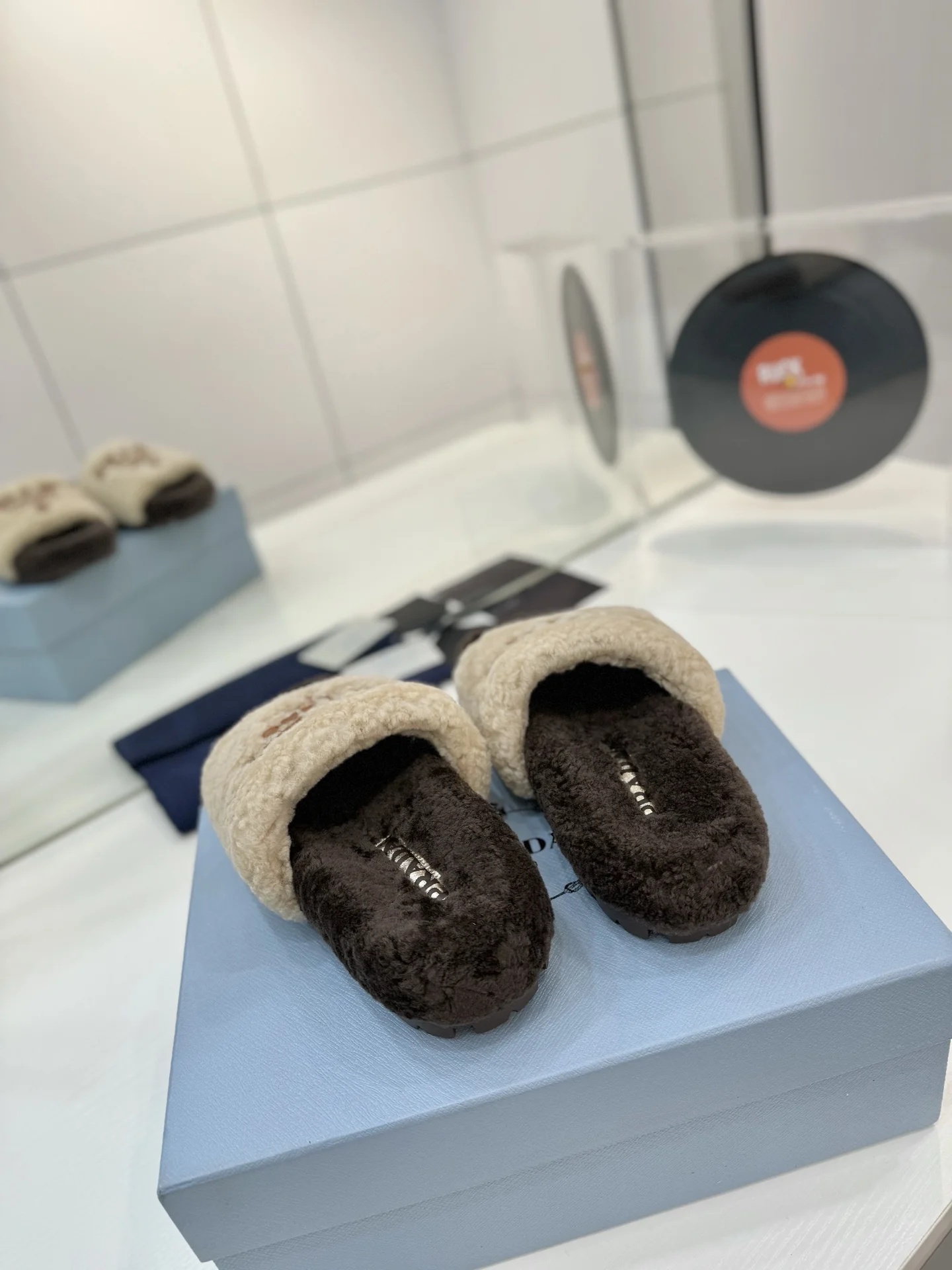 PRADA Slides Wool Brown-Cream EU35-41 B50202609110621 - Image 9