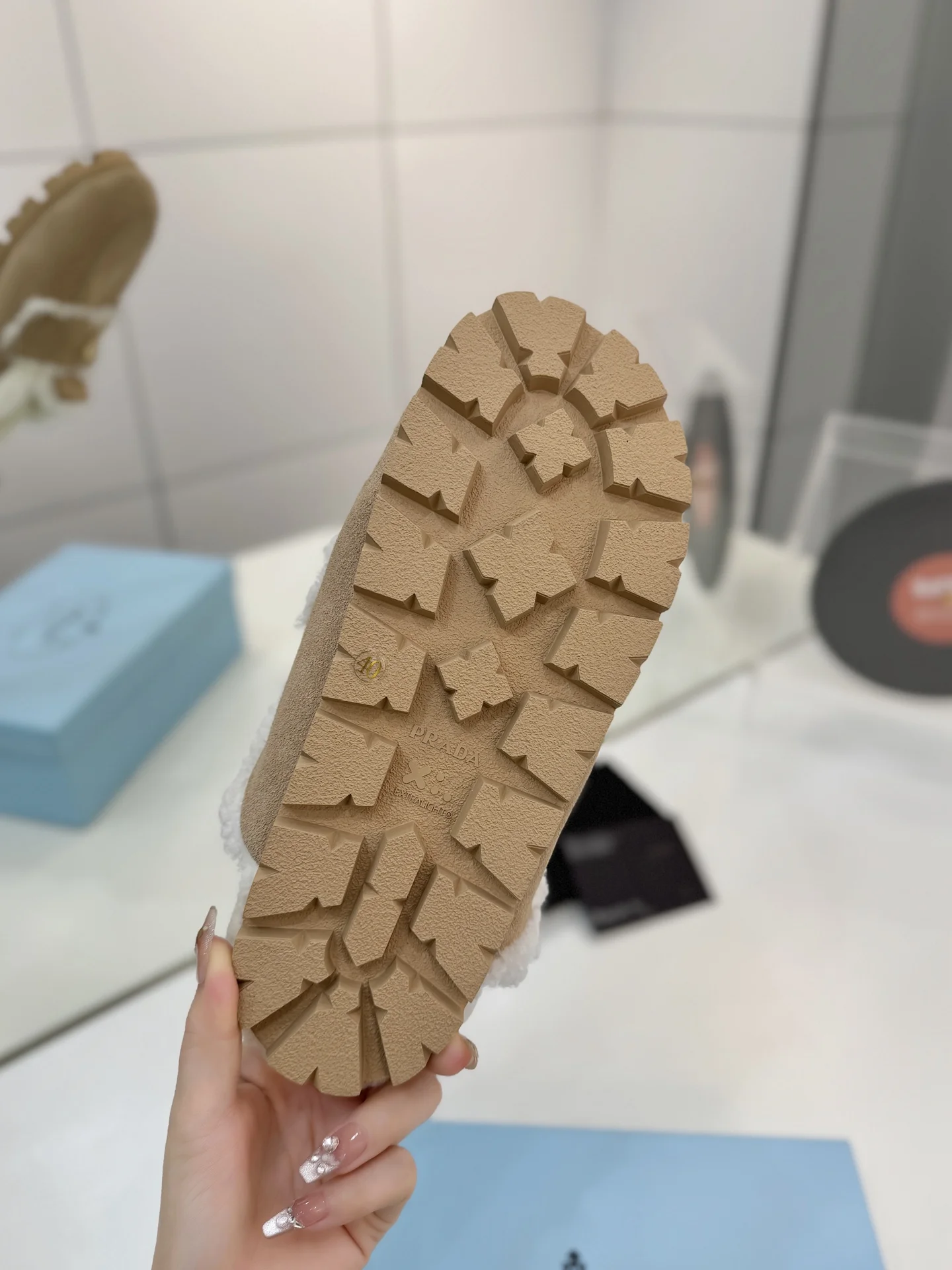 PRADA Slippers Suede Wool Beige-White EU35-42 B60202609110654 - Image 9