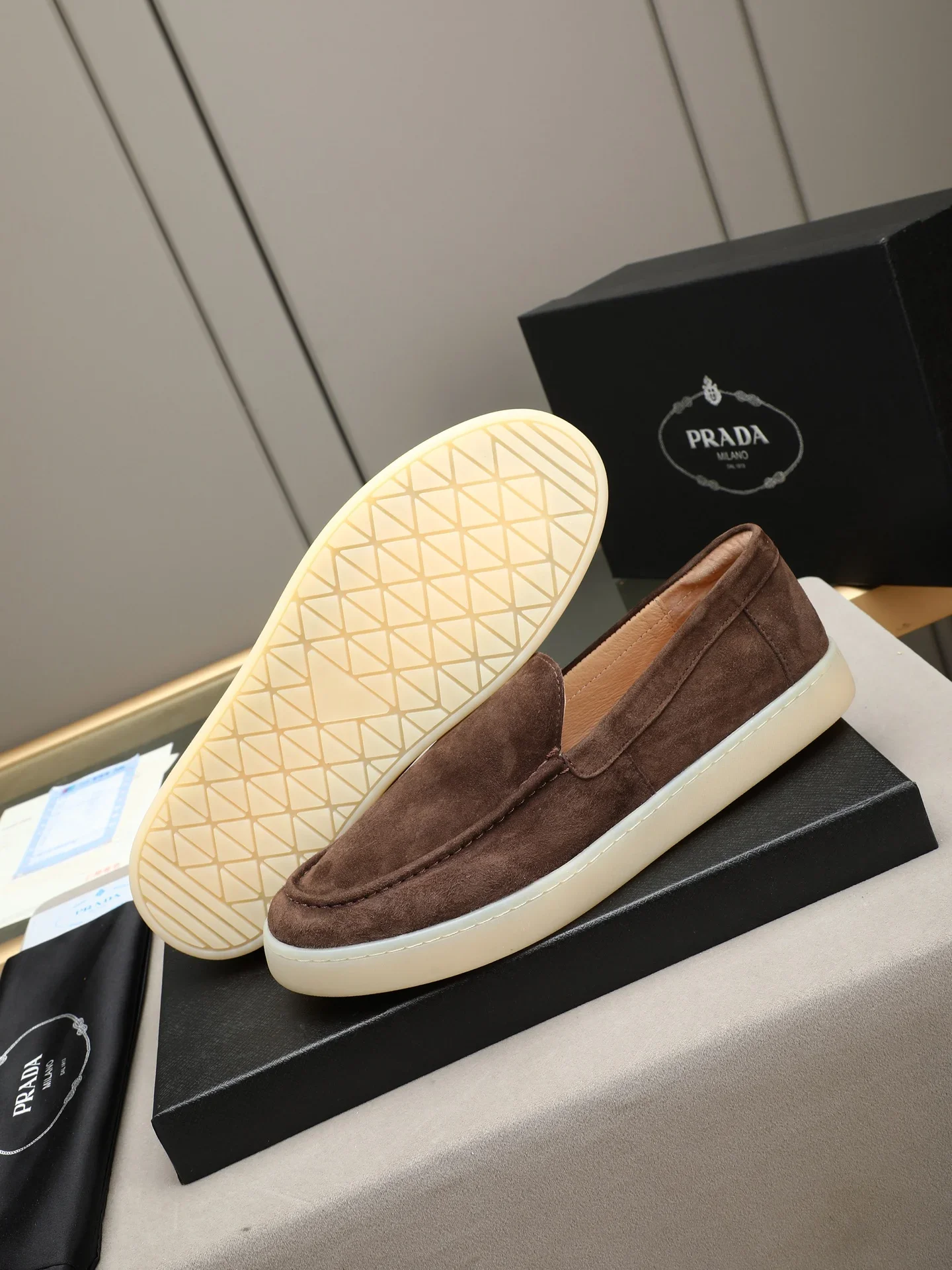 PRADA Sneakers Leather Brown-Cream EU38-44 B20202609112035 - Image 3