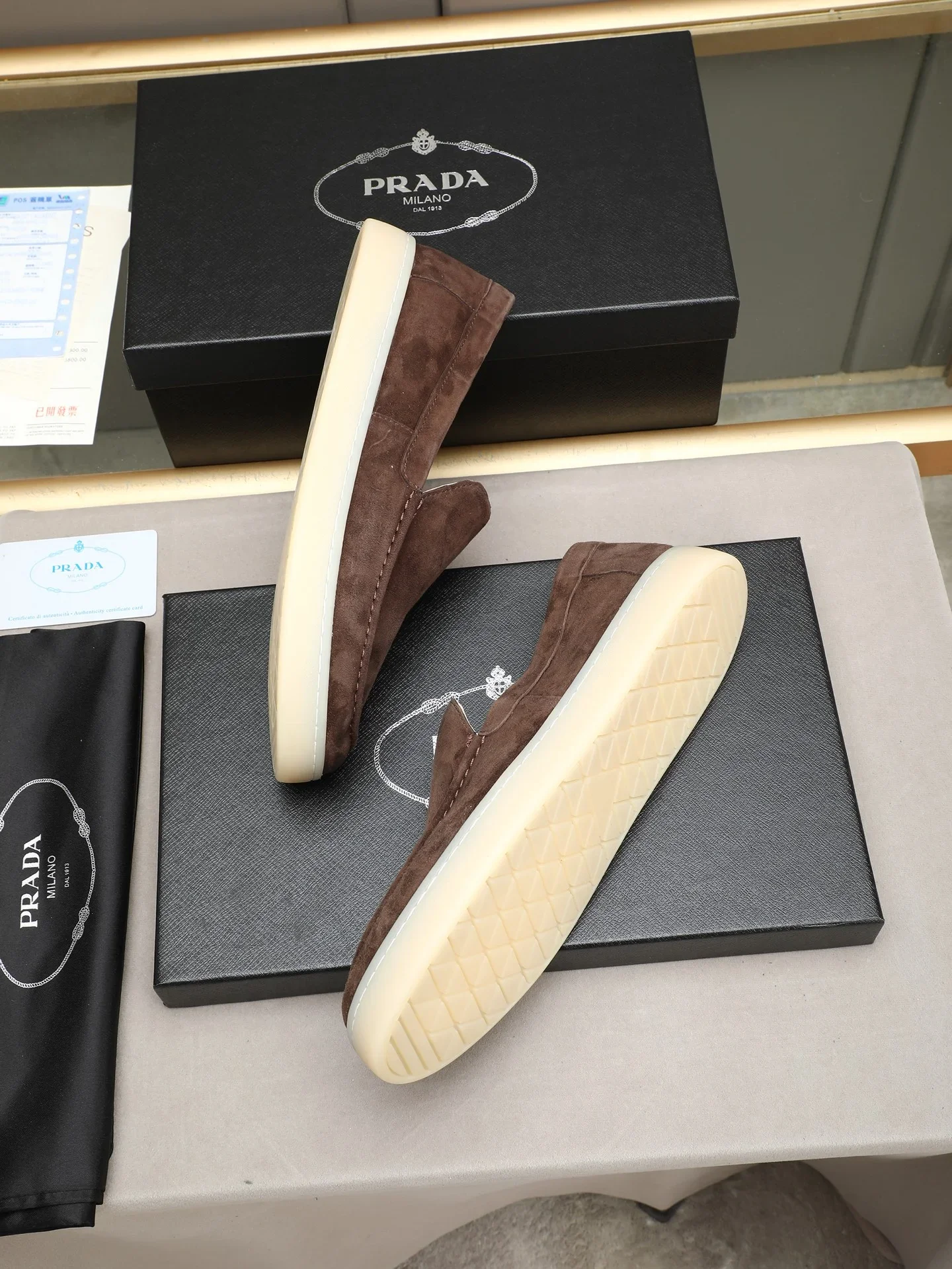 PRADA Sneakers Leather Brown-Cream EU38-44 B20202609112035 - Image 9