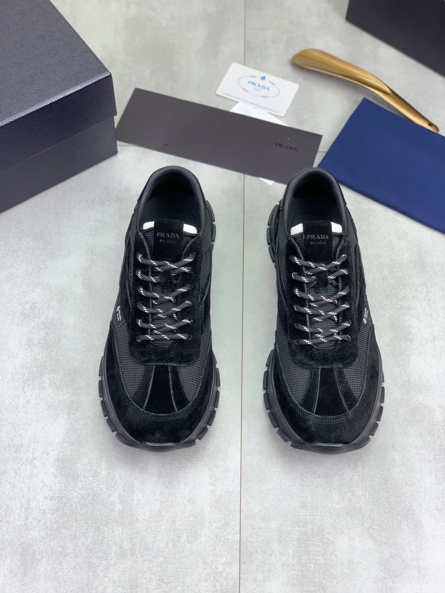 PRADA Sneakers Leather and Mesh Black EU38-45 C20202609110987 - Image 2