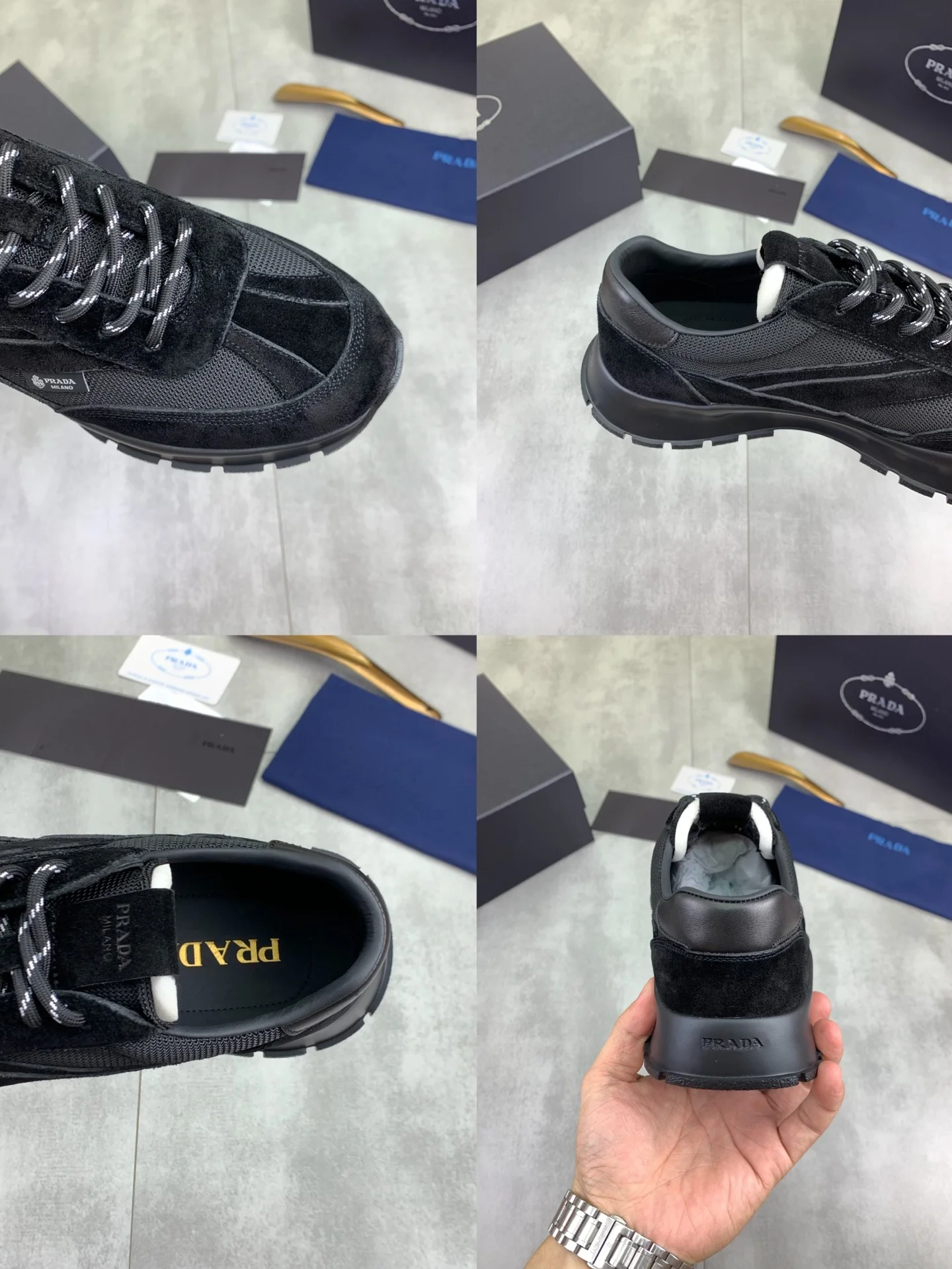 PRADA Sneakers Leather and Mesh Black EU38-45 C20202609110987 - Image 9