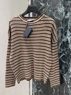 Alternative view of PRADA Sweaters Brown-White S-L B20202609061646