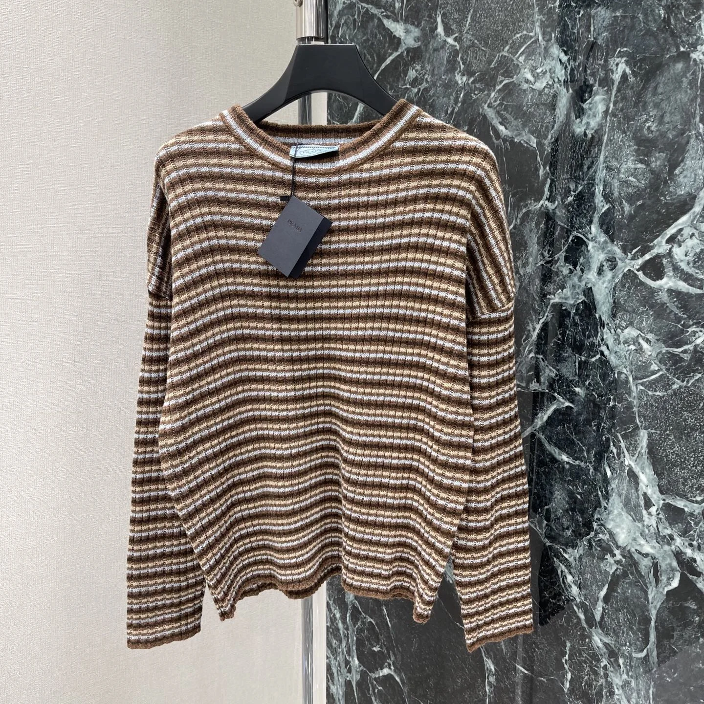 PRADA Sweaters Brown-White S-L B20202609061646 - Image 2
