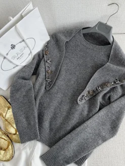 PRADA Sweaters Cashmere Grey-Gold S-L C90202609061060