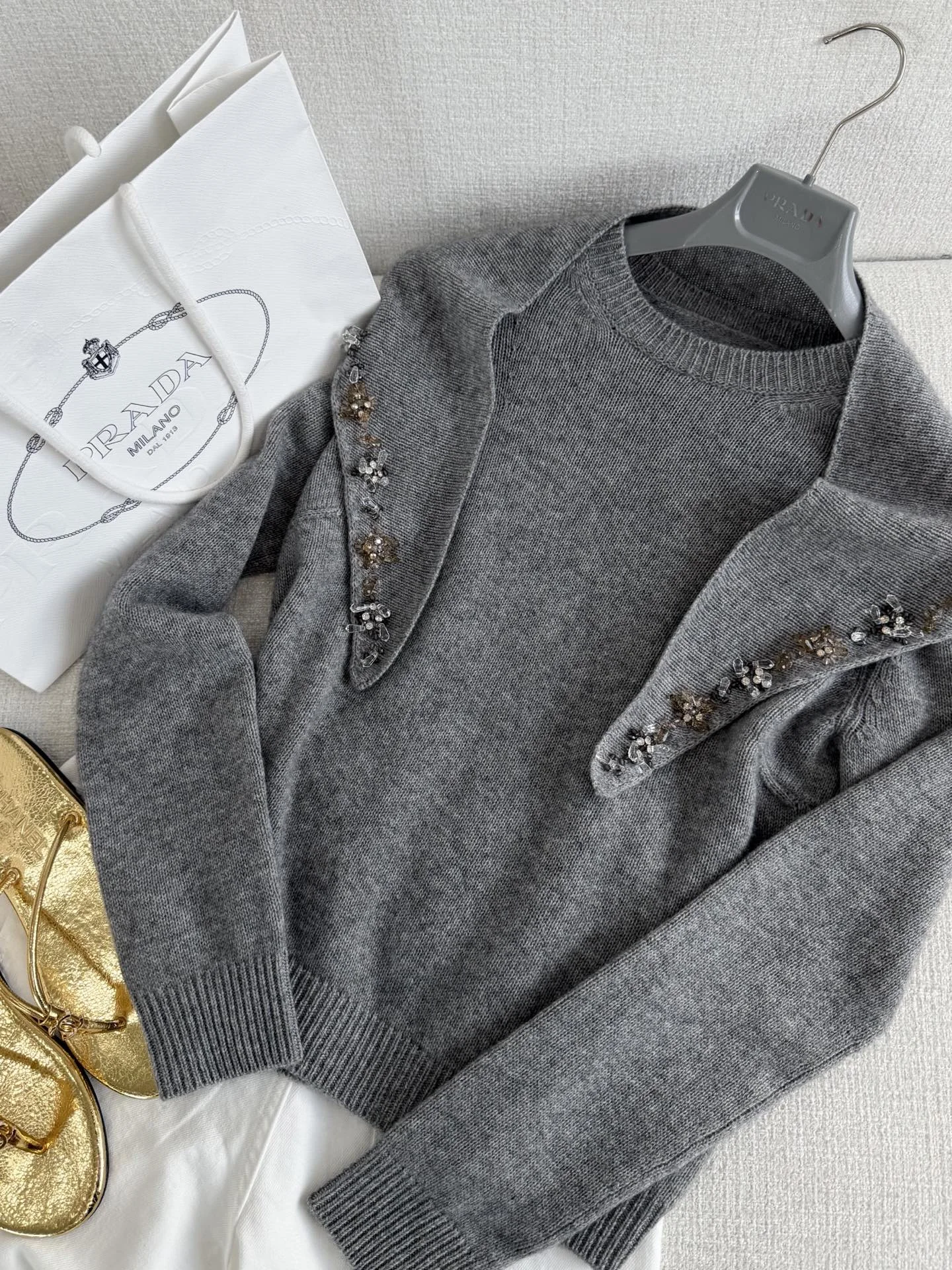 PRADA Sweaters Cashmere Grey-Gold S-L C90202609061060