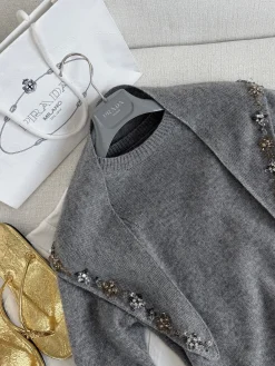 Alternative view of PRADA Sweaters Cashmere Grey-Gold S-L C90202609061060