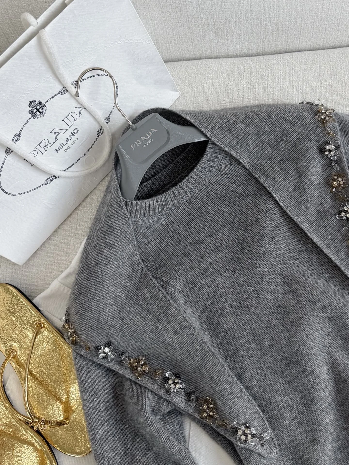 PRADA Sweaters Cashmere Grey-Gold S-L C90202609061060 - Image 2