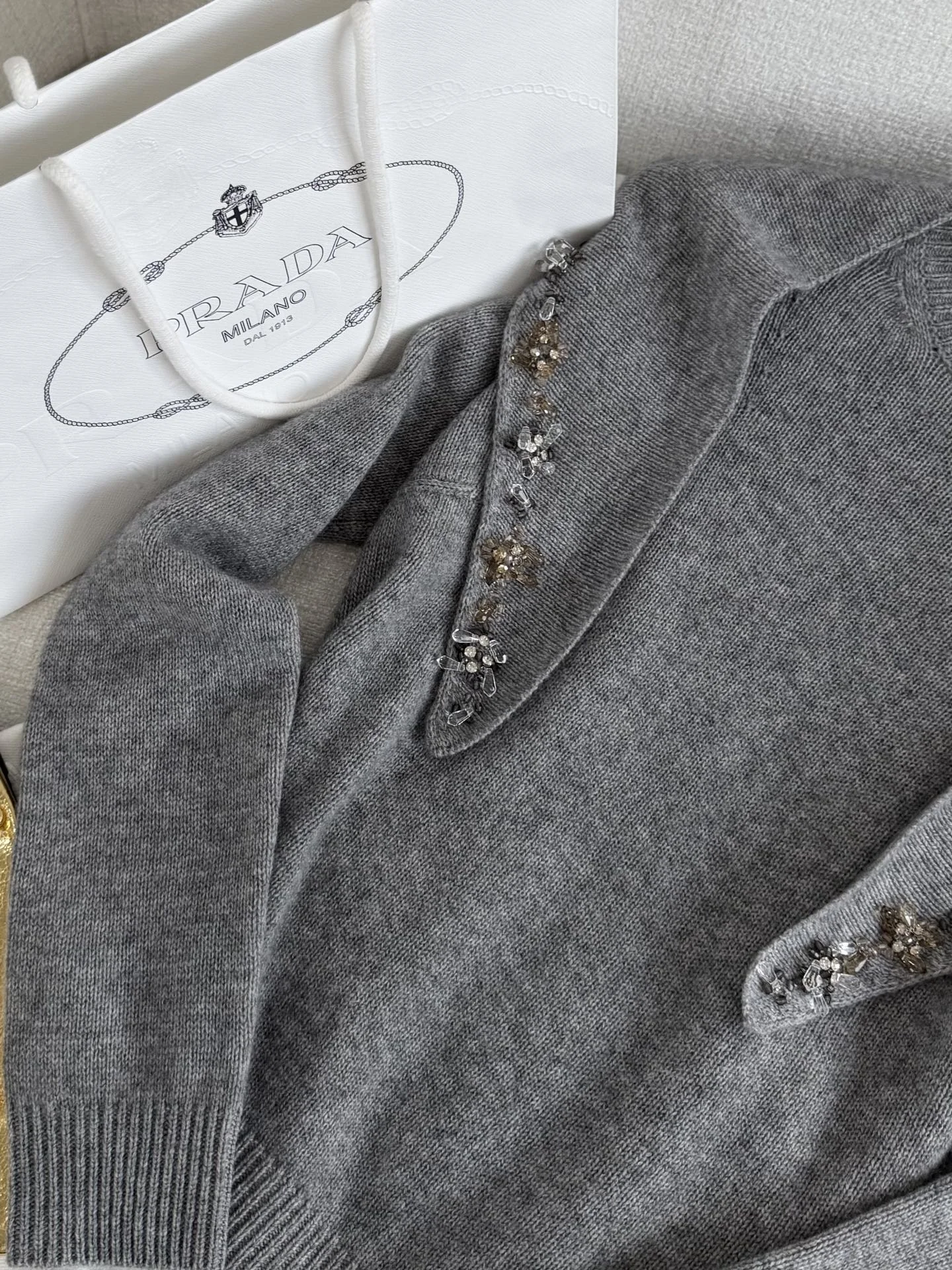PRADA Sweaters Cashmere Grey-Gold S-L C90202609061060 - Image 3