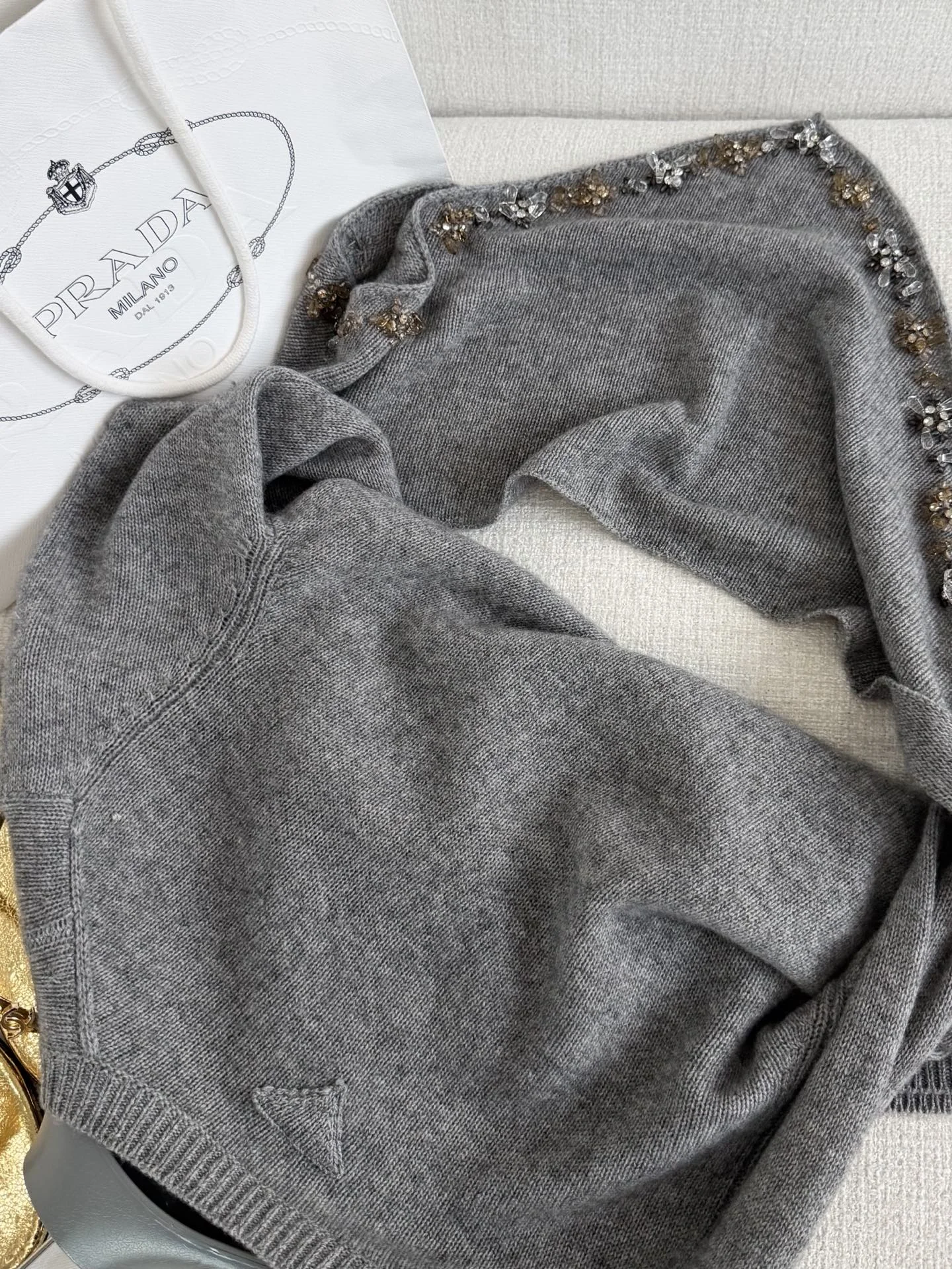 PRADA Sweaters Cashmere Grey-Gold S-L C90202609061060 - Image 6