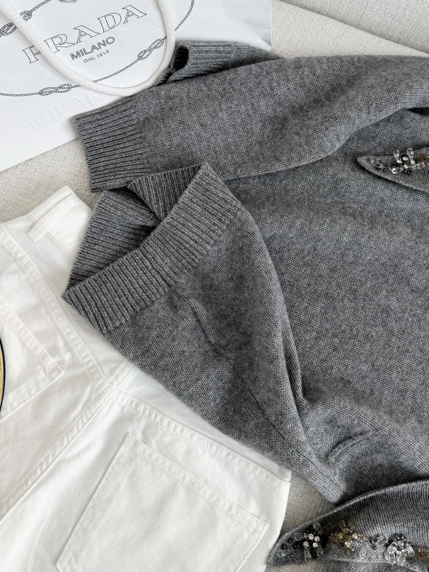 PRADA Sweaters Cashmere Grey-Gold S-L C90202609061060 - Image 8