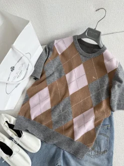 PRADA Sweaters Cashmere Grey-Pink-Brown S-L C00202609063616