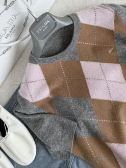 Alternative view of PRADA Sweaters Cashmere Grey-Pink-Brown S-L C00202609063616