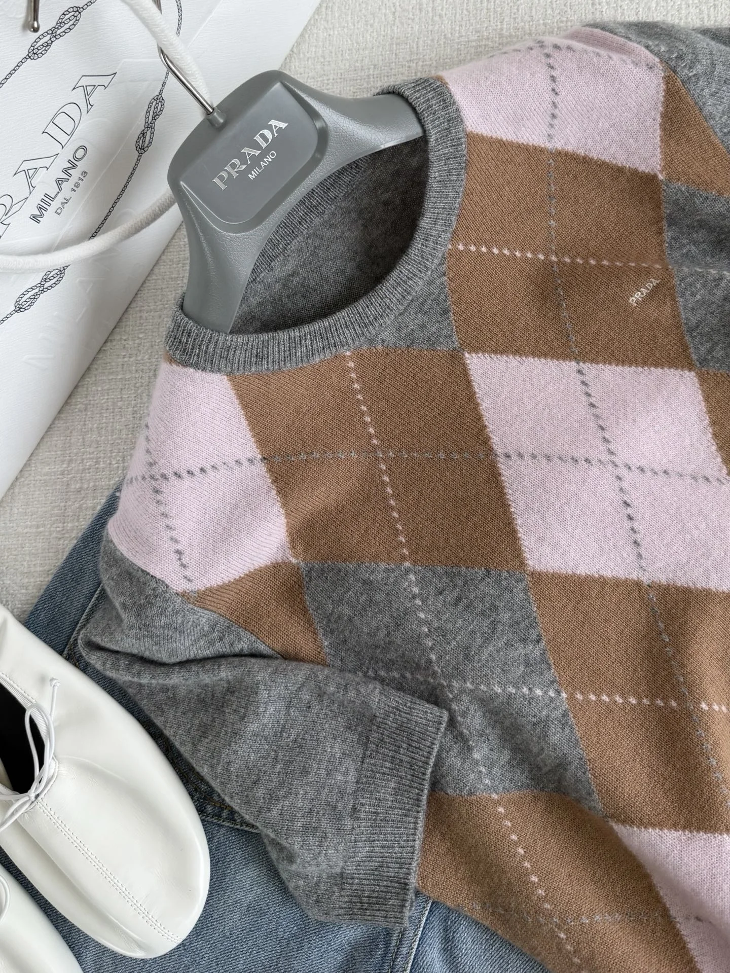 PRADA Sweaters Cashmere Grey-Pink-Brown S-L C00202609063616 - Image 2