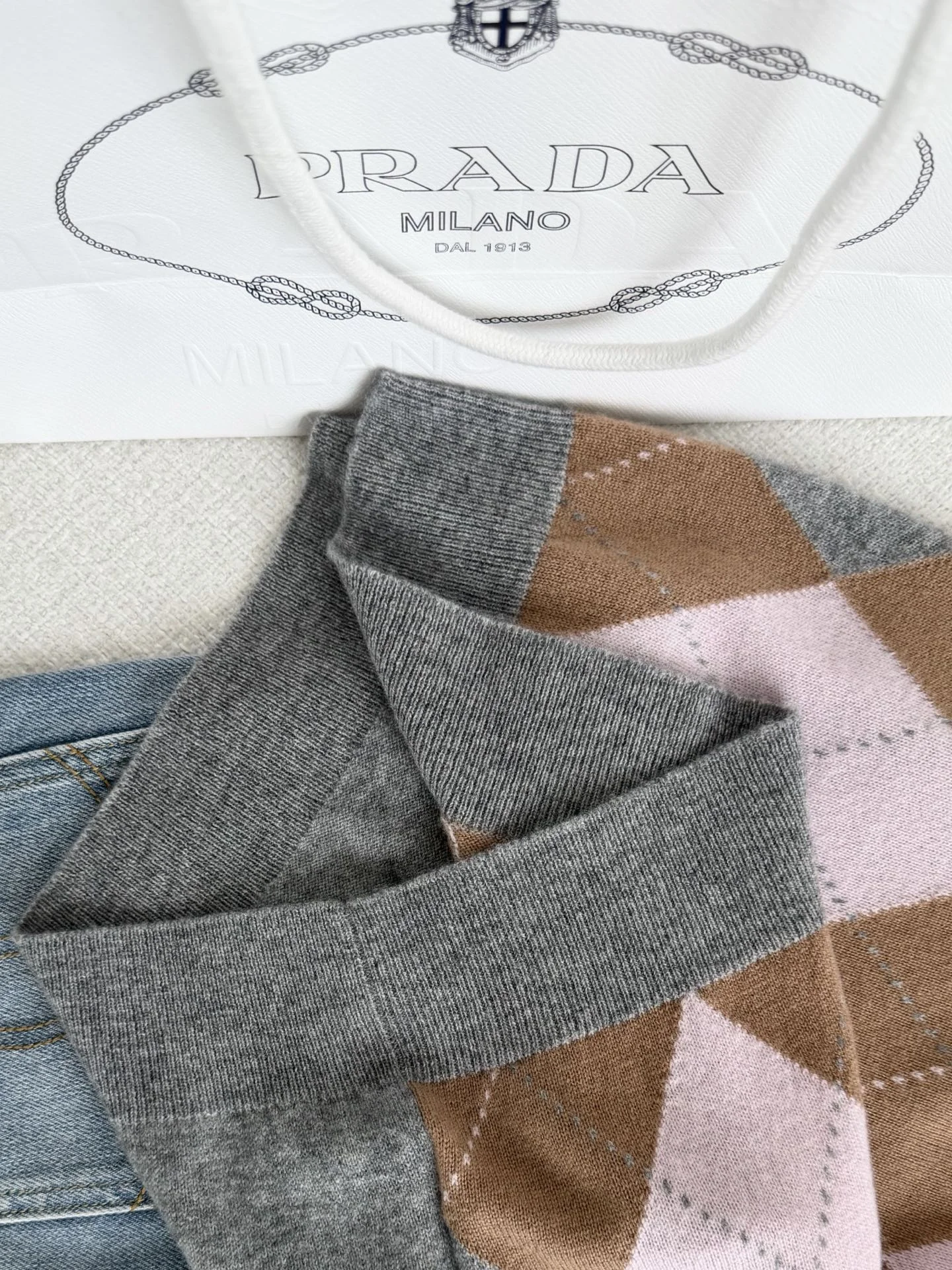 PRADA Sweaters Cashmere Grey-Pink-Brown S-L C00202609063616 - Image 6