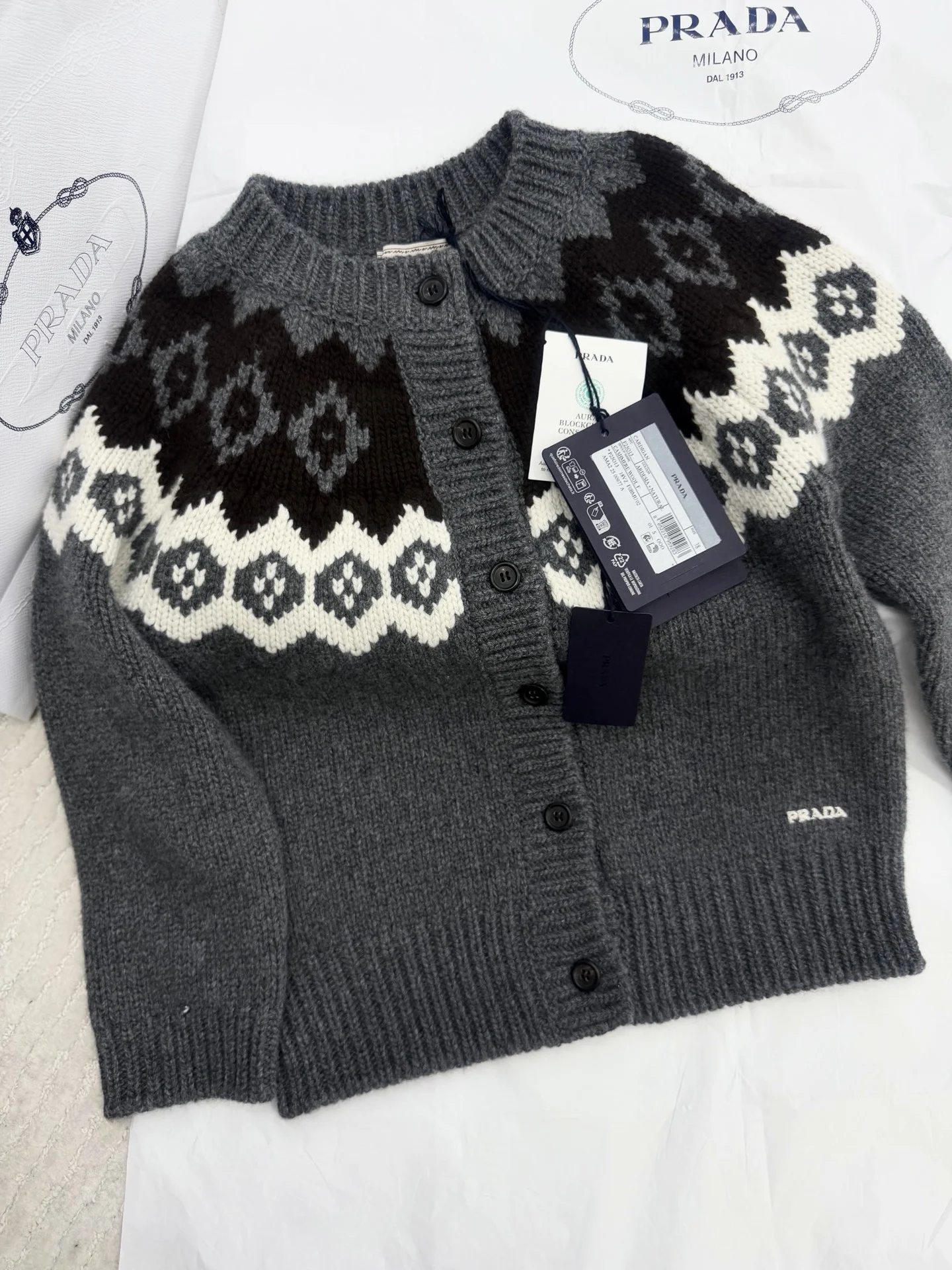 PRADA Sweaters Grey-Brown-White S-L D85202609061007