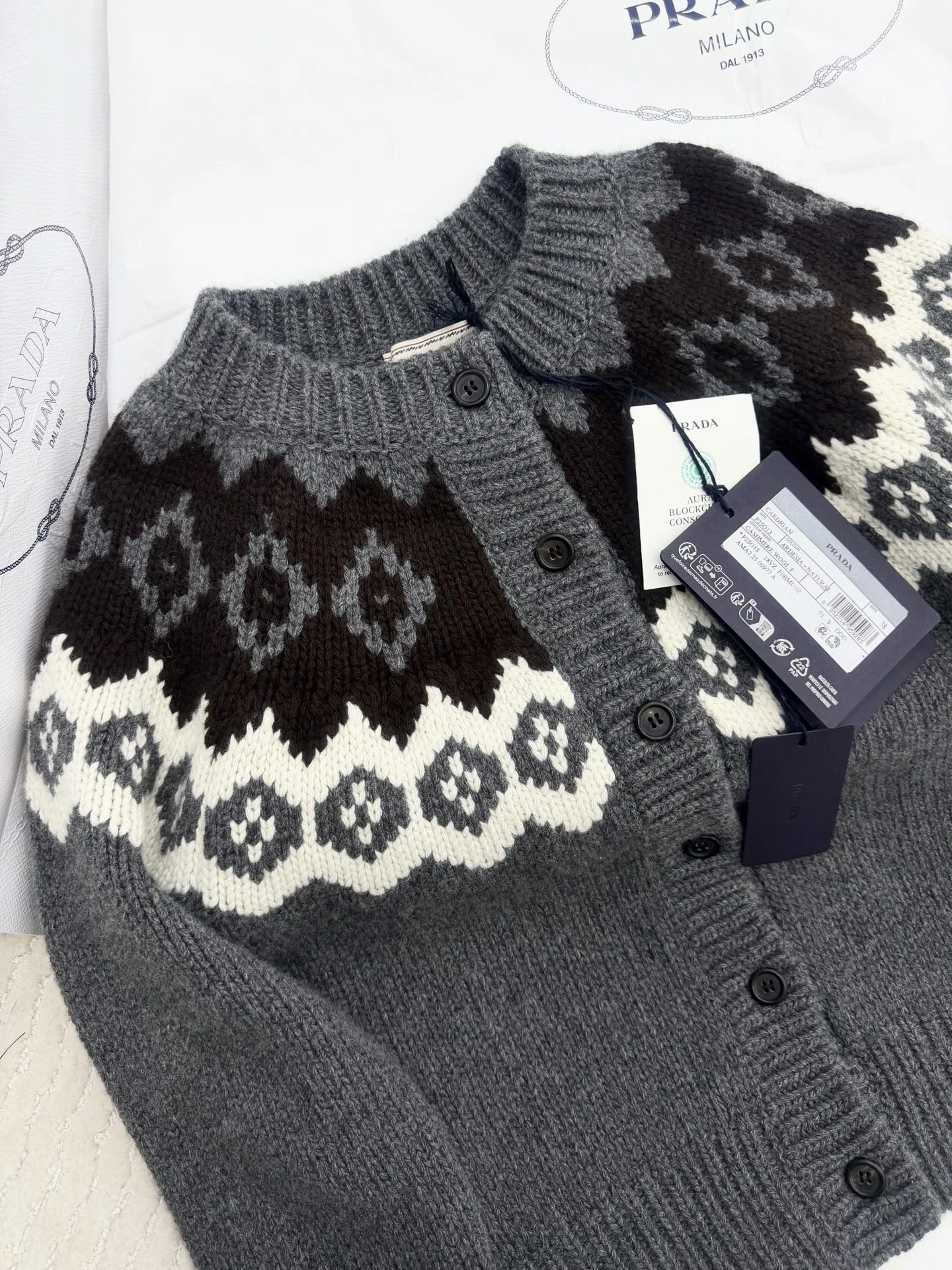 PRADA Sweaters Grey-Brown-White S-L D85202609061007 - Image 3