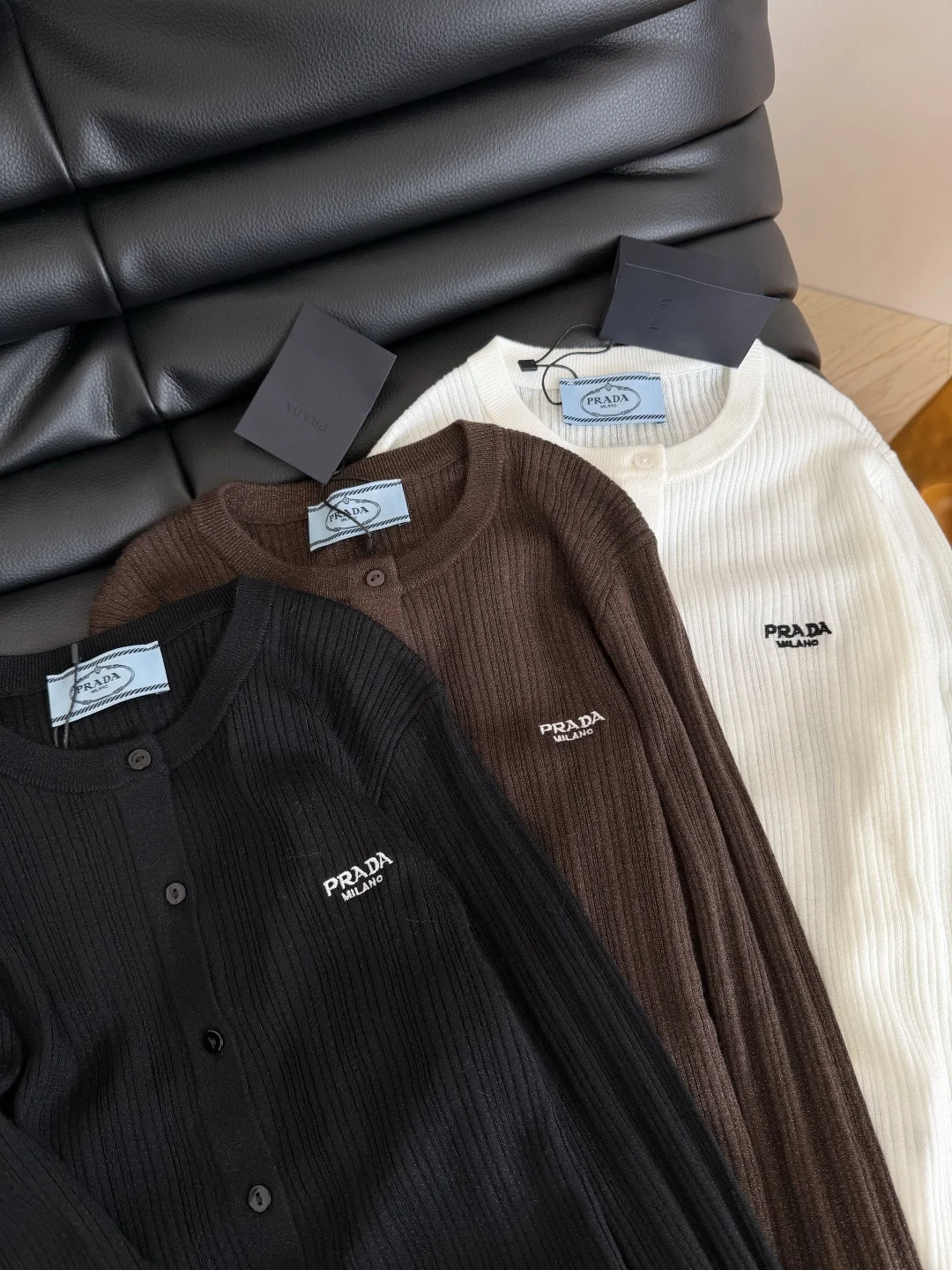 PRADA Sweaters Metallic Yarn Black-Brown-White S-L B45202609060355 - Image 2