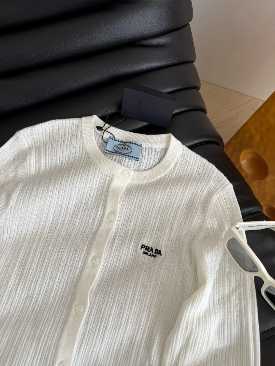 PRADA Sweaters Metallic Yarn Black-Brown-White S-L B45202609060355 - Image 5