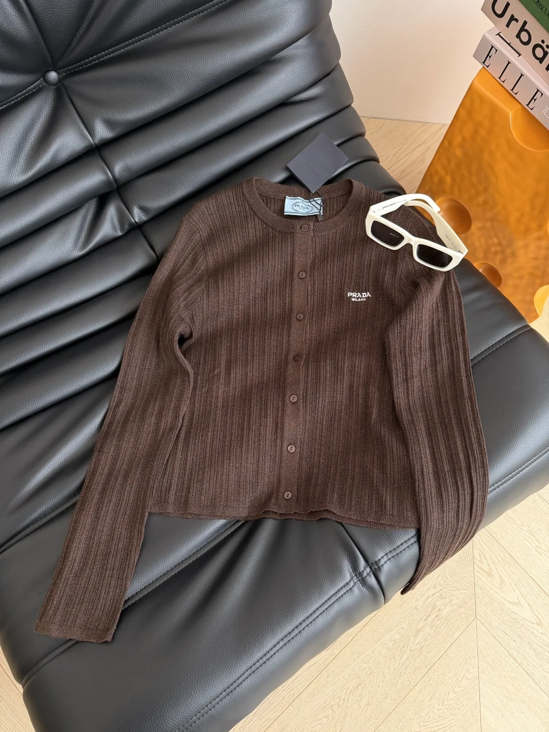 PRADA Sweaters Metallic Yarn Black-Brown-White S-L B45202609060355 - Image 7