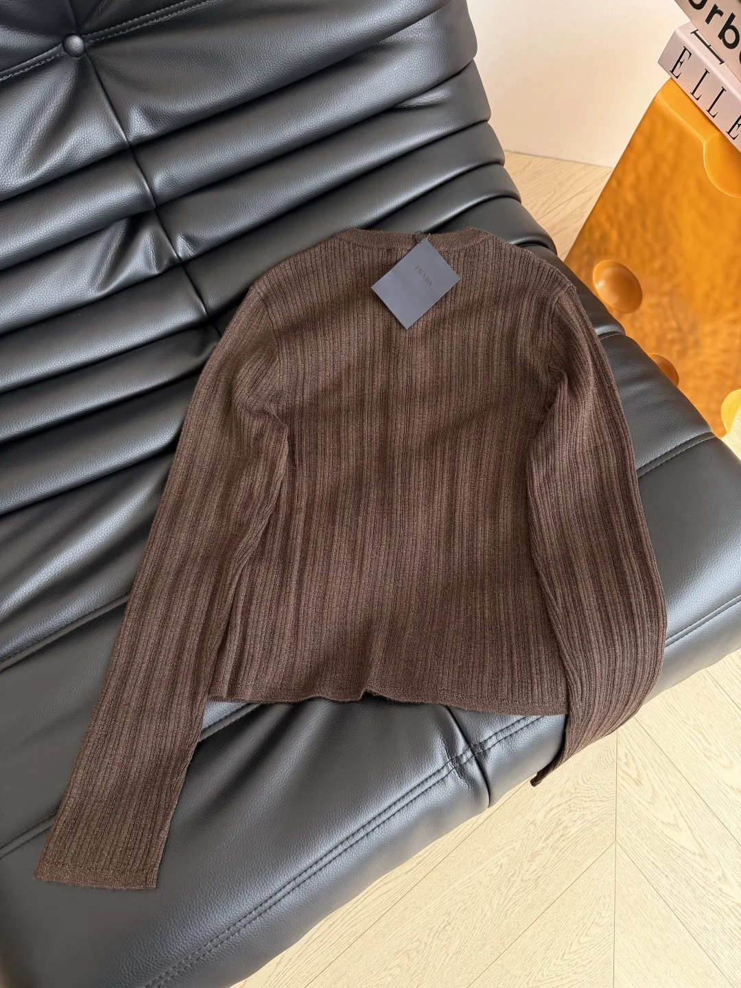 PRADA Sweaters Metallic Yarn Black-Brown-White S-L B45202609060355 - Image 9