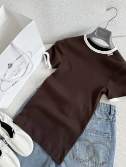 PRADA T-shirts Brown-White S-L A85202609063613