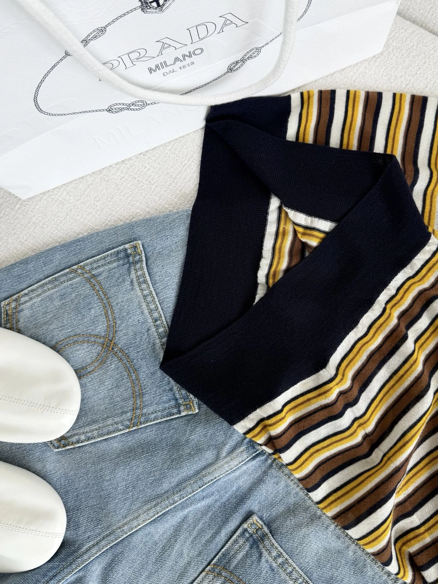 PRADA T-shirts Brown-White-Yellow-Navy S-L B40202609063614 - Image 4