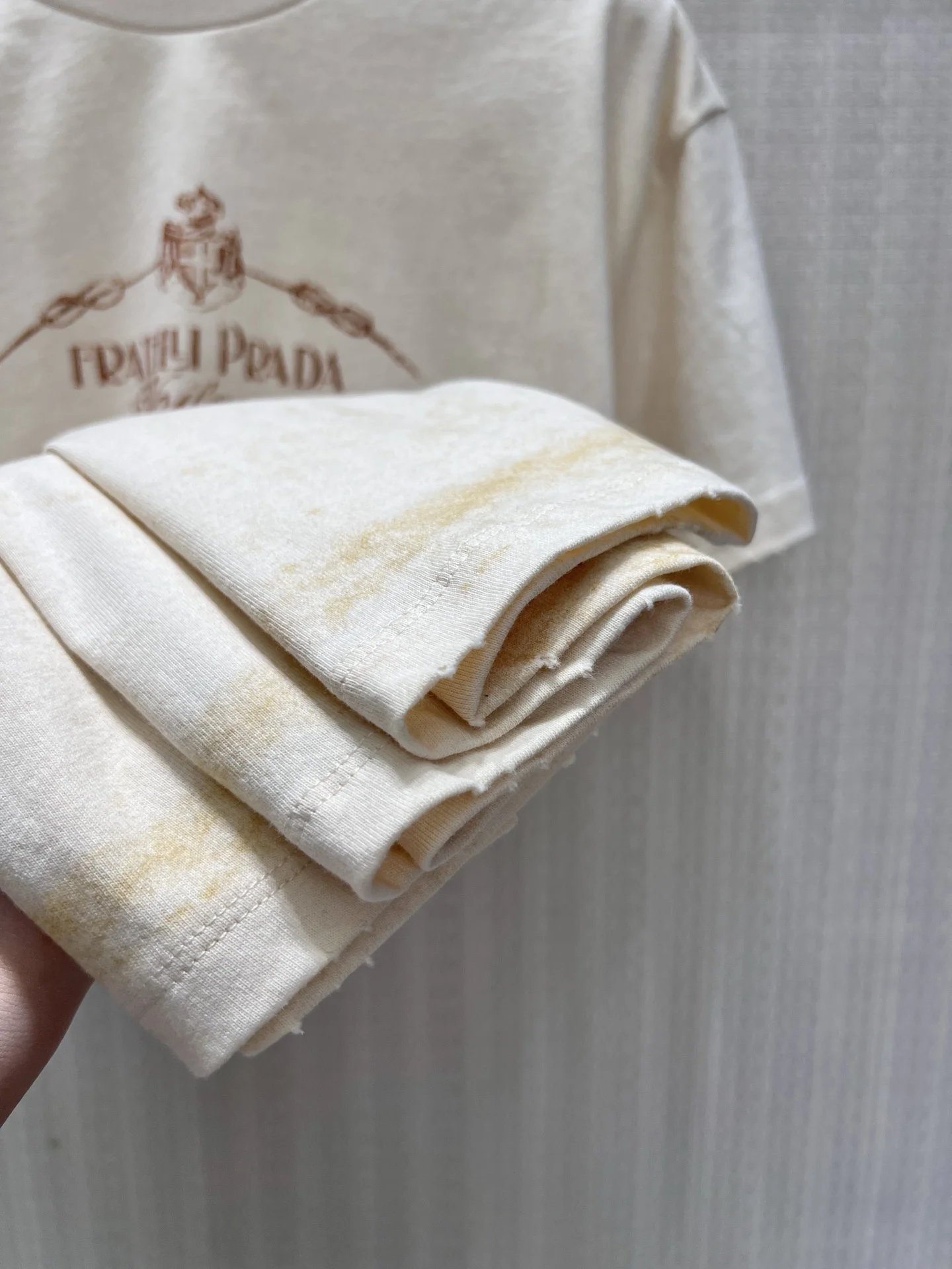 PRADA T-shirts Cotton Cream-Brown S-L A85202609061833 - Image 8