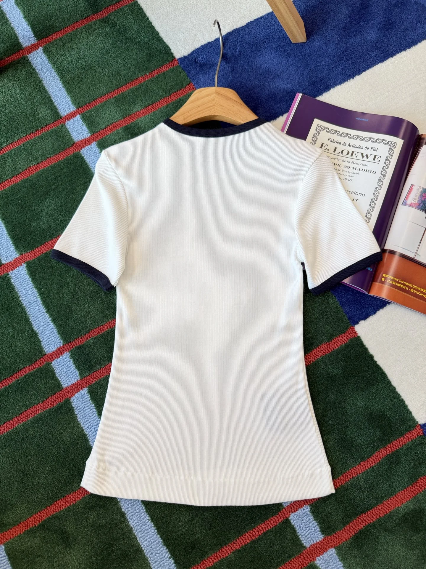 PRADA T-shirts Cotton Spandex White-Navy S-M-L A85202609061764 - Image 6