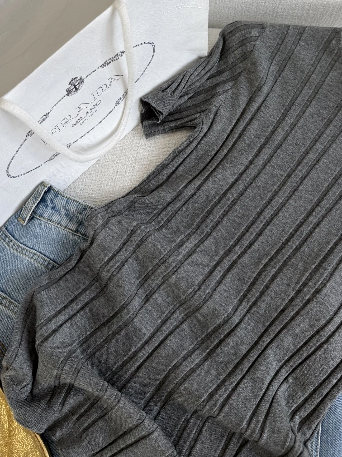 PRADA T-shirts Grey S-L B10202609060286 - Image 3