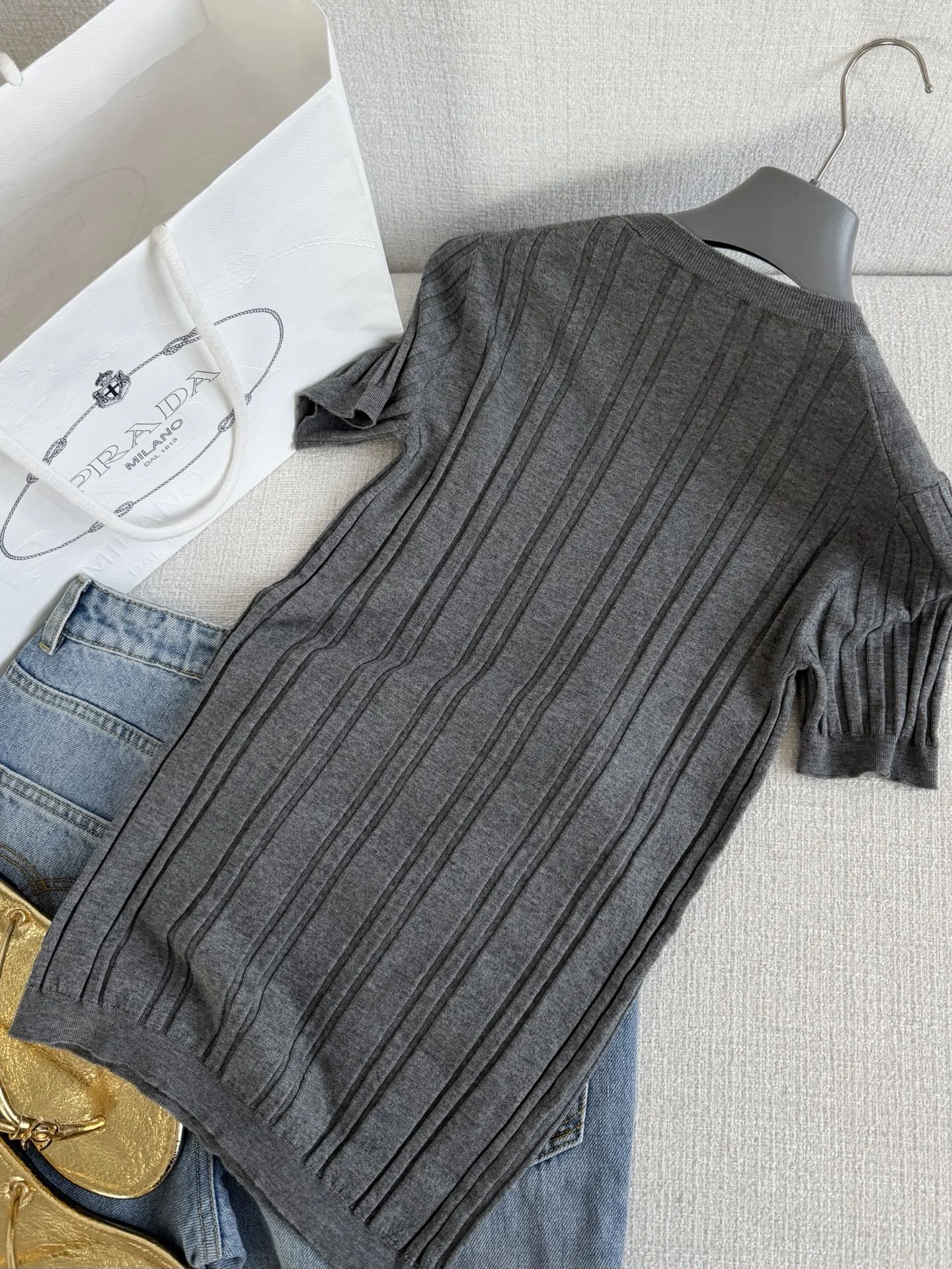 PRADA T-shirts Grey S-L B10202609060286 - Image 8