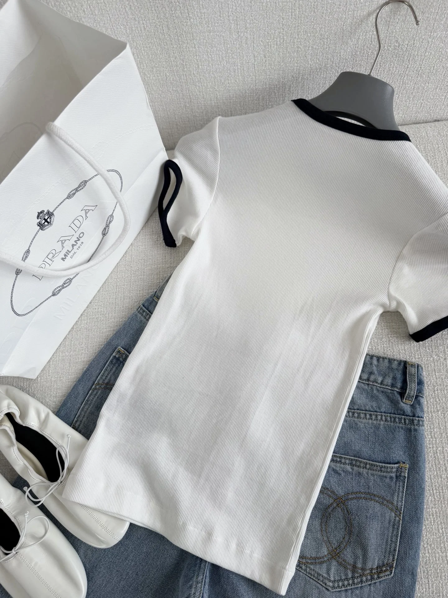 PRADA T-shirts White-Black S-L A85202609063129 - Image 8