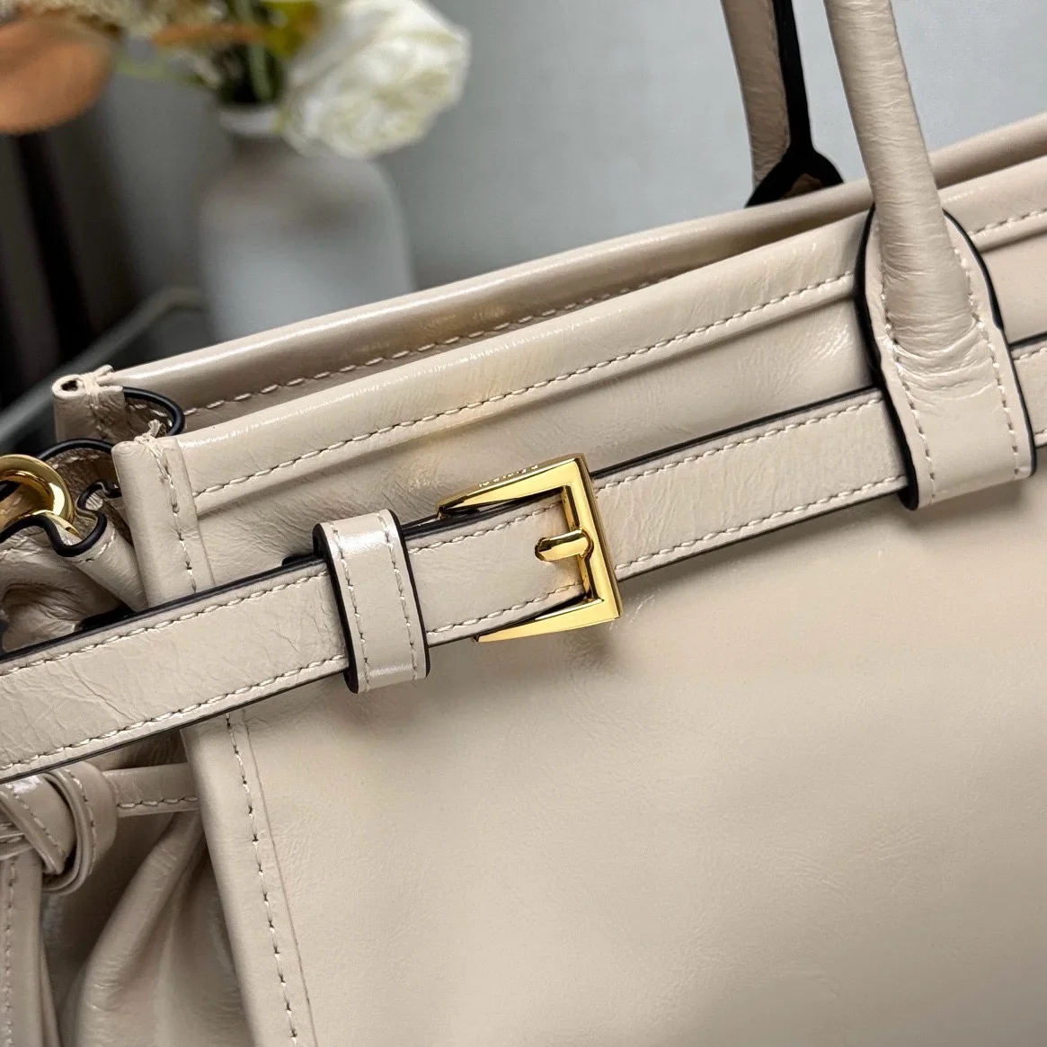 PRADA Totes Bags Beige-Gold 38X30X12CM G60202609090435 - Image 6