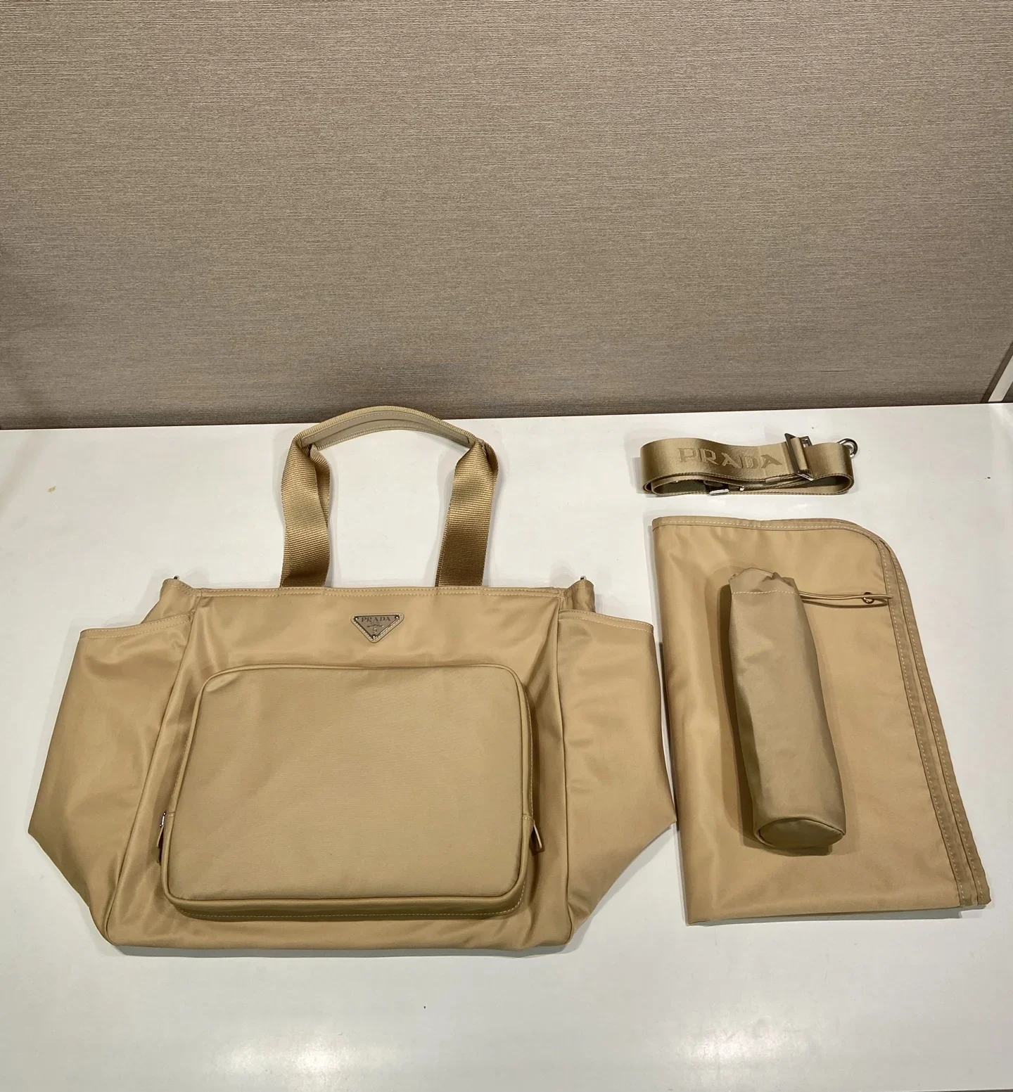 PRADA Totes Bags Nylon Beige 35X30X17CM D80202609090433 - Image 3