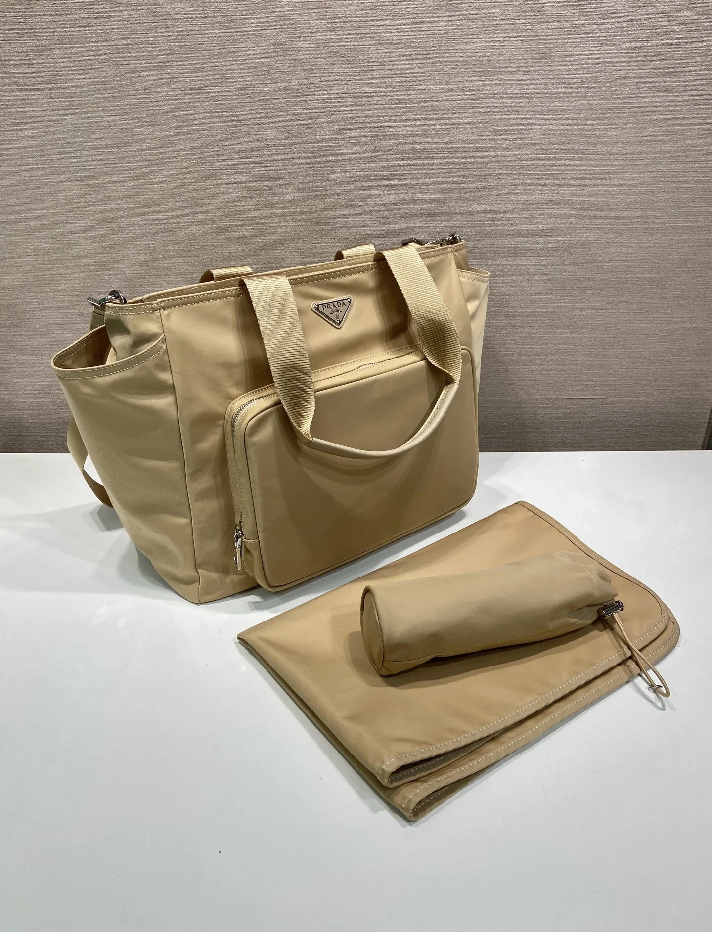 PRADA Totes Bags Nylon Beige 35X30X17CM D80202609090433 - Image 4
