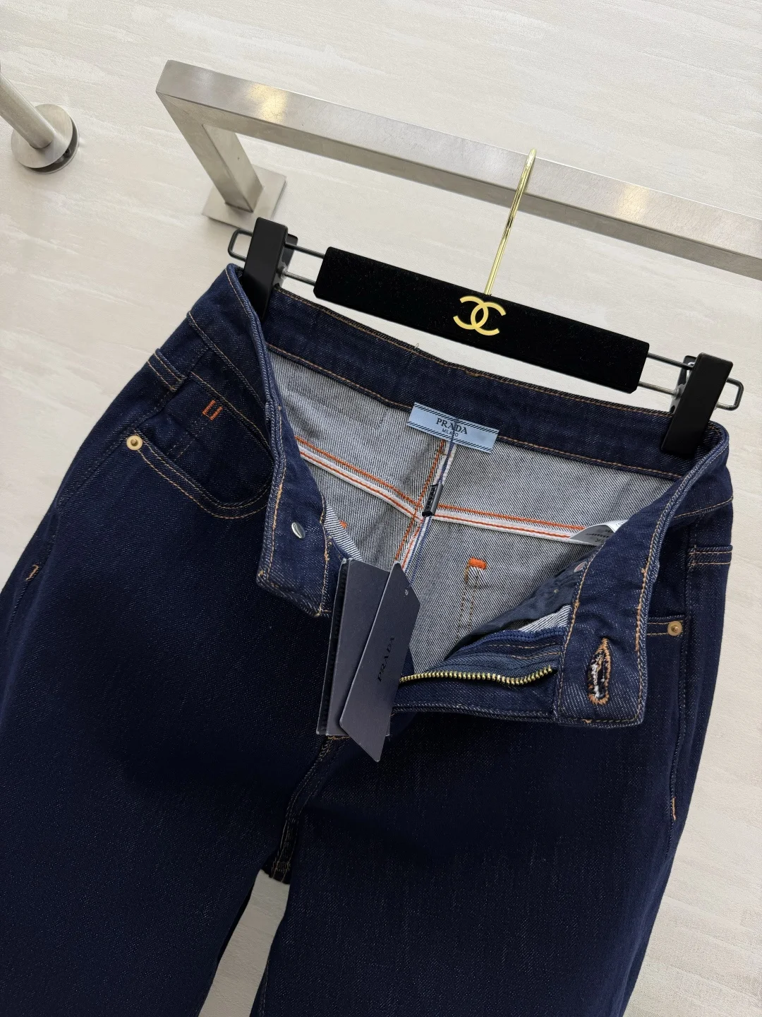 PRADA Trousers Denim Blue-Gold 26-30 B80202609062612 - Image 8