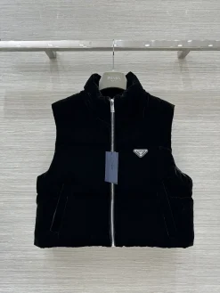 PRADA Vests Velvet Down Black S-L D25202609061198