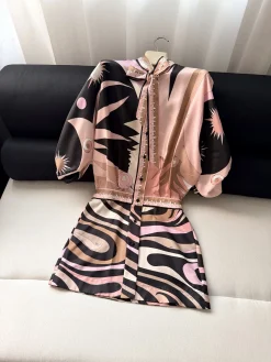 PUCCI Dresses Silk Twill Pink-Black 36-42 G85202609060985