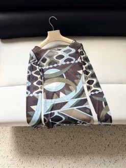 PUCCI Shirts Mesh Brown-Green 36-42 A90202609060960