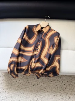 PUCCI Shirts Silk Twill Black-Brown 36-42 F15202609060948