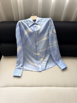 PUCCI Shirts Silk Twill Blue-White 36-42 F15202609063505