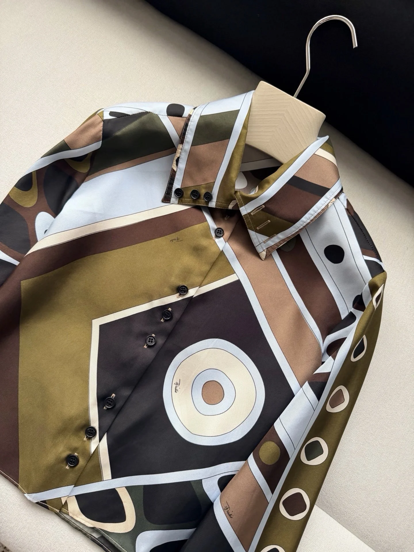 PUCCI Shirts Silk Twill Brown-Green 36-42 E15202609060959 - Image 4